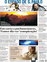 Capa do jornal Estadão 17/10/2017