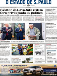 Capa do jornal Estadão 18/02/2017