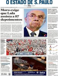Capa do jornal Estadão 18/04/2017