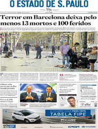Capa do jornal Estadão 18/08/2017