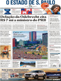 Capa do jornal Estadão 19/02/2017