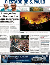 Capa do jornal Estadão 19/06/2017