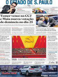 Capa do jornal Estadão 19/10/2017