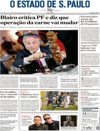 Capa do jornal Estadão 20/03/2017