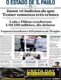 Capa do jornal Estadão 20/05/2017