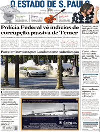 Capa do jornal Estadão 20/06/2017