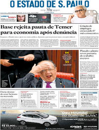 Capa do jornal Estadão 20/10/2017