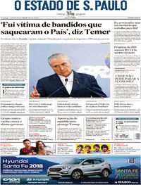 Capa do jornal Estadão 21/05/2017