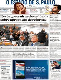 Capa do jornal Estadão 21/06/2017