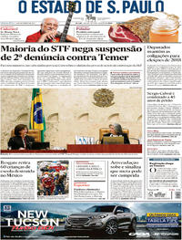 Capa do jornal Estadão 21/09/2017