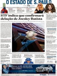 Capa do jornal Estadão 22/06/2017