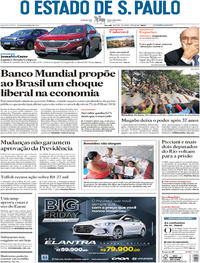 Capa do jornal Estadão 22/11/2017