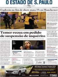 Capa do jornal Estadão 23/05/2017