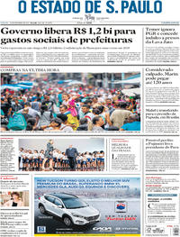 Capa do jornal Estadão 23/12/2017