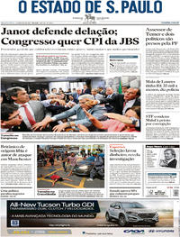 Capa do jornal Estadão 24/05/2017