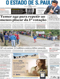 Capa do jornal Estadão 24/10/2017