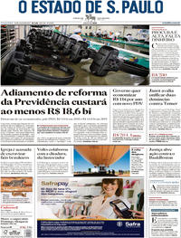 Capa do jornal Estadão 25/07/2017
