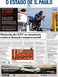 Capa do jornal Estadão 25/08/2017