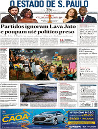 Capa do jornal Estadão 26/02/2017