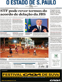 Capa do jornal Estadão 26/05/2017