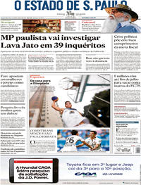 Capa do jornal Estadão 26/06/2017