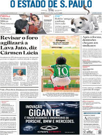 Capa do jornal Estadão 26/11/2017