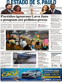 Capa do jornal Estadão 27/02/2017