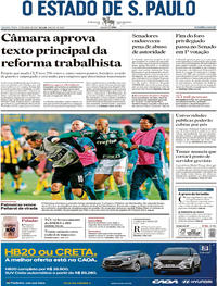Capa do jornal Estadão 27/04/2017
