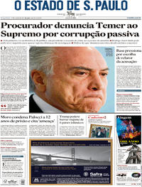 Capa do jornal Estadão 27/06/2017
