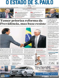 Capa do jornal Estadão 27/10/2017