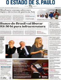 Capa do jornal Estadão 29/08/2017