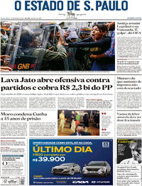 Capa do jornal Estadão 31/03/2017