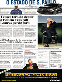 Capa do jornal Estadão 31/05/2017