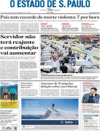 Capa do jornal Estadão 31/10/2017