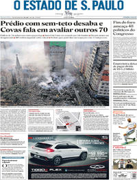 Capa do jornal Estadão 02/05/2018
