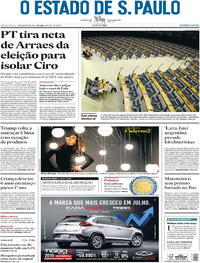Capa do jornal Estadão 02/08/2018