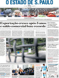 Capa do jornal Estadão 03/01/2018
