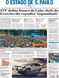 Capa do jornal Estadão 04/04/2018