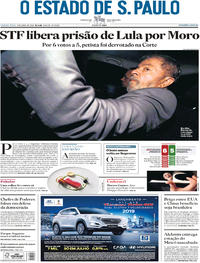 Capa do jornal Estadão 05/04/2018