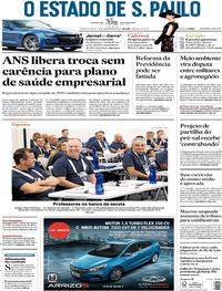 Capa do jornal Estadão 05/12/2018