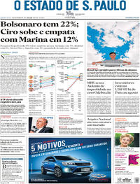 Capa do jornal Estadão 06/09/2018
