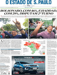Capa do jornal Estadão 08/10/2018