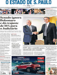 Capa do jornal Estadão 08/11/2018