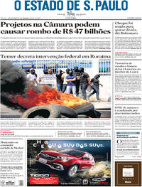 Capa do jornal Estadão 08/12/2018
