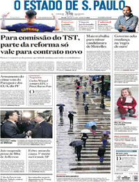 Capa do jornal Estadão 09/01/2018