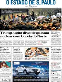 Capa do jornal Estadão 09/03/2018