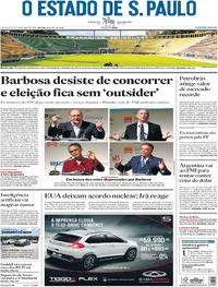 Capa do jornal Estadão 09/05/2018