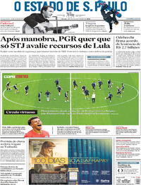 Capa do jornal Estadão 10/07/2018