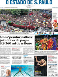 Capa do jornal Estadão 11/02/2018