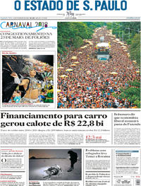 Capa do jornal Estadão 12/02/2018